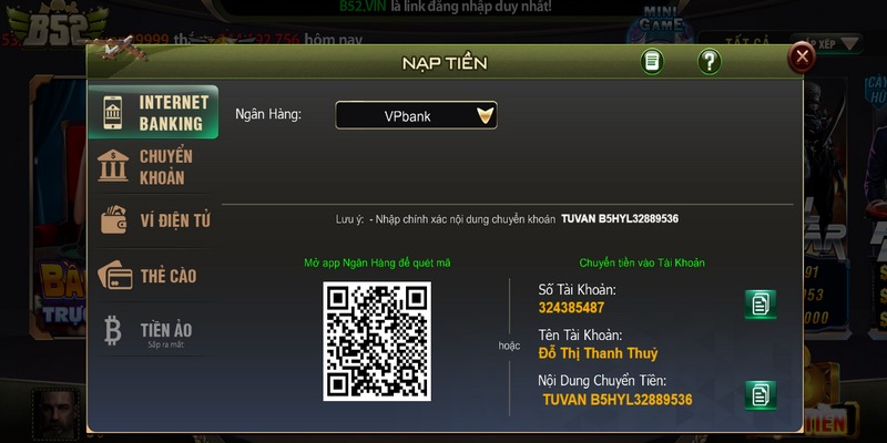 Hướng Dẫn Nạp Tiền Nhà Cái B52 Để Trải Nghiệm Chơi Game Tốt Nhất Xác nhận giao dịch nạp tiền nhà cái B52